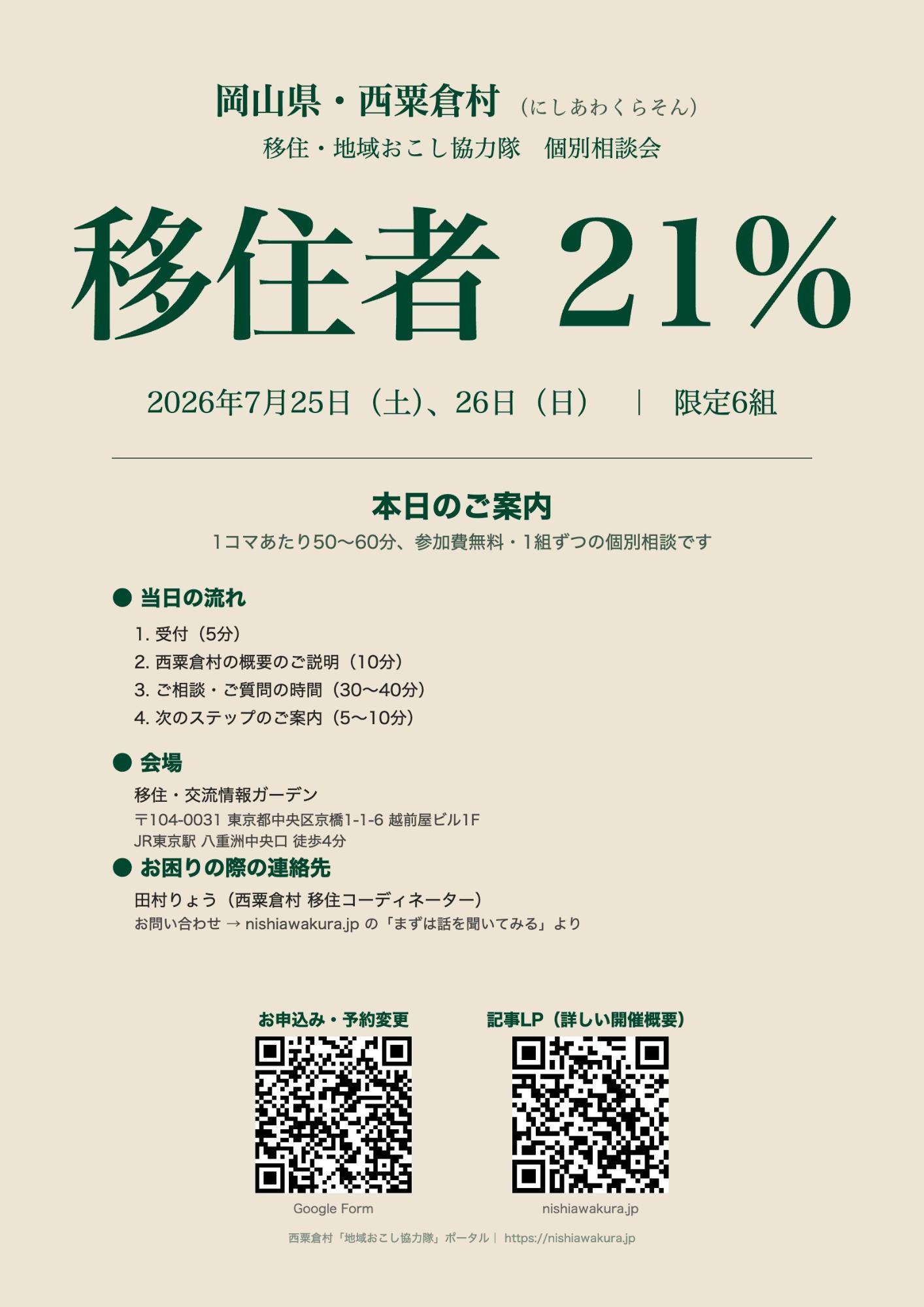 西粟倉村個別相談会