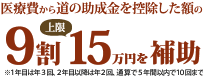 医療費から道の助成金を控除した額の9割、上限15万円を補助