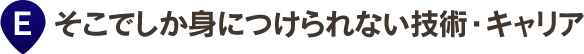 そこでしか身につけられない技術・キャリア