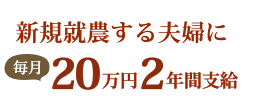 新規就農する夫婦に毎月20万円2年間支給