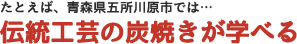 たとえば、青森県五所川原市では…伝統工芸の炭焼きが学べる