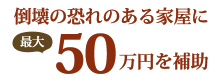 倒壊の恐れのある家屋に最大50万円を補助