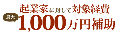 起業家に対して対象経費最大1,000万円補助