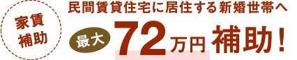 民間賃貸住宅に居住する新婚世帯へ最大72万円補助