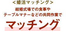 ＜婚活マッチング＞結婚式場での食事やテーブルマナーなどの共同作業でマッチング