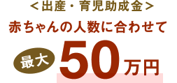 ＜出産・育児助成金＞赤ちゃんの人数に合わせて最大50万円