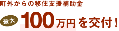 町外からの移住支援補助金最大100万円を交付