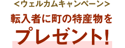 ＜ウェルカムキャンペーン＞転入者に町の特産物をプレゼント