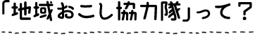 「地域おこし協力隊」って？