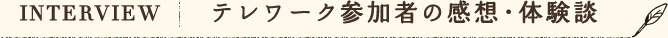 INTERVIEW テレワーク参加者の感想・体験談