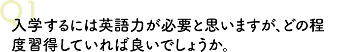 入学するには英語力が必要と思いますが、どの程度習得していれば良いでしょうか。