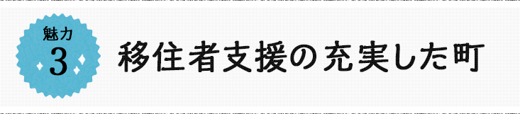 魅力3 移住者支援の充実した町