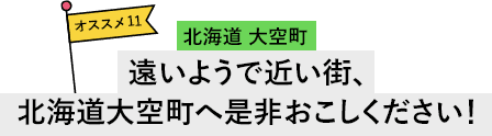 北海道 大空町 遠いようで近い街、北海道大空町へ是非おこしください！