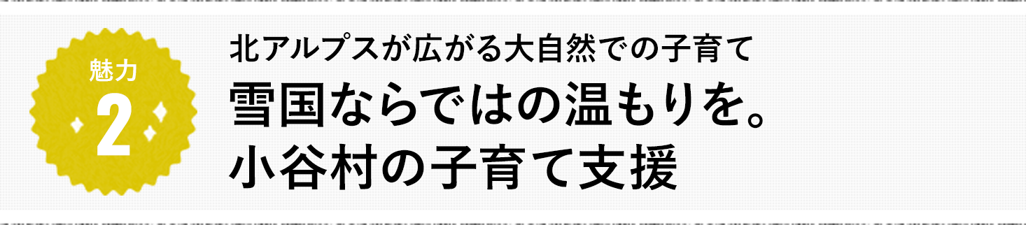 魅力2  北アルプスが広がる大自然での子育て 雪国ならではの温もりを。小谷村の子育て支援