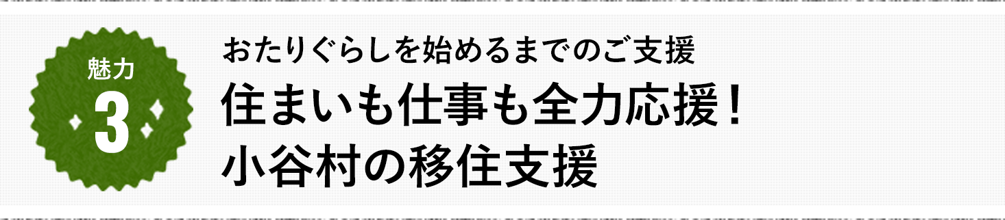 魅力3 おたりぐらしを始めるまでのご支援 住まいも仕事も全力応援！小谷村の移住支援