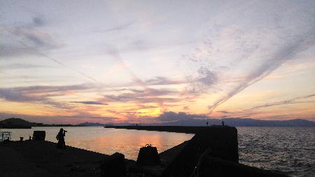 びわ湖の夕陽