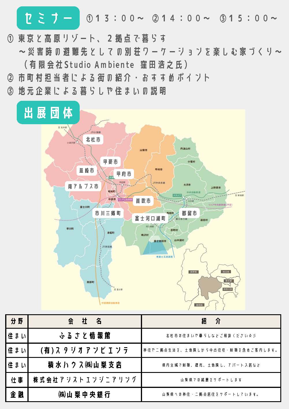 山梨県移住相談会チラシ裏面