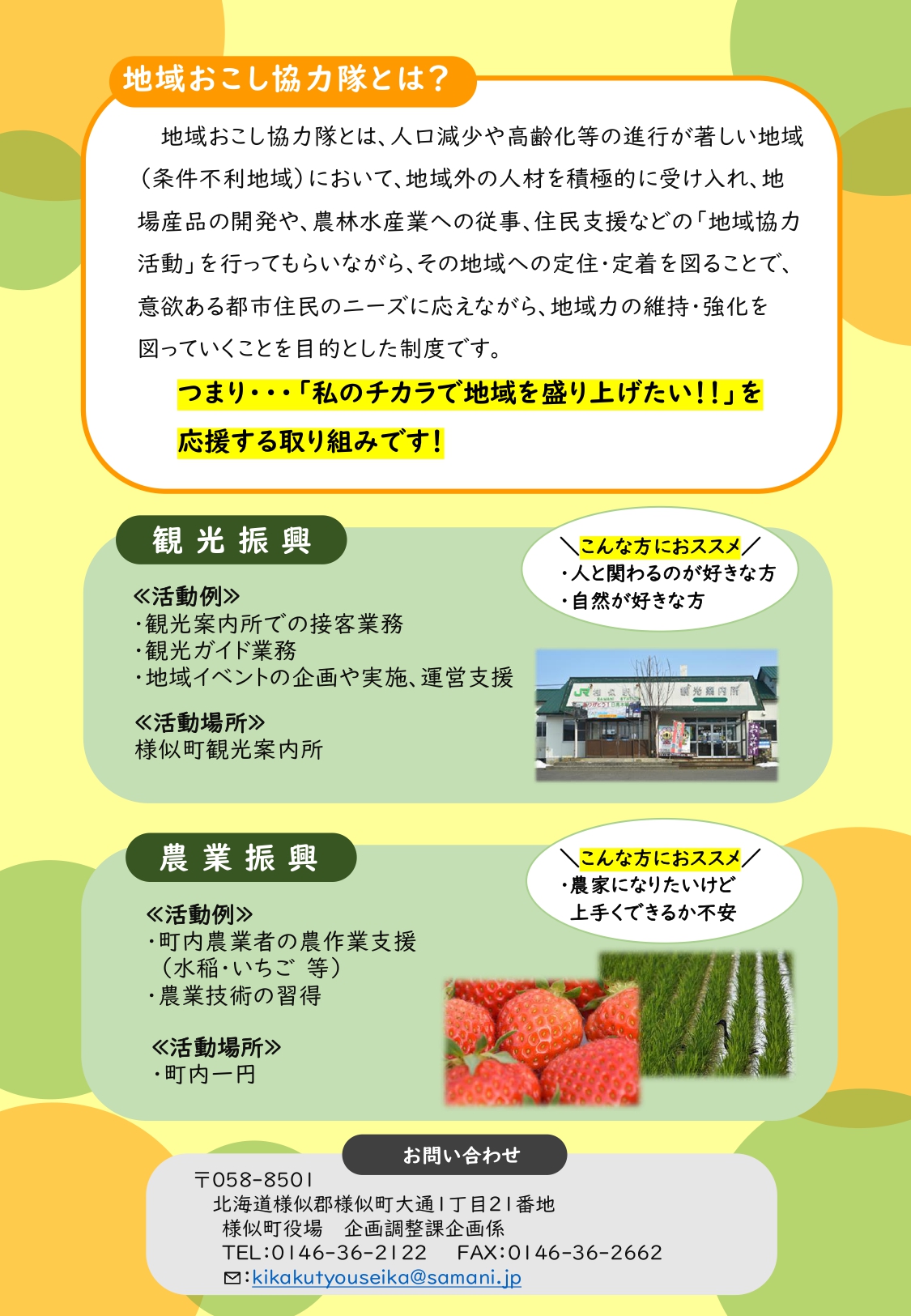 様似町地域おこし協力隊募集相談会チラシ裏面