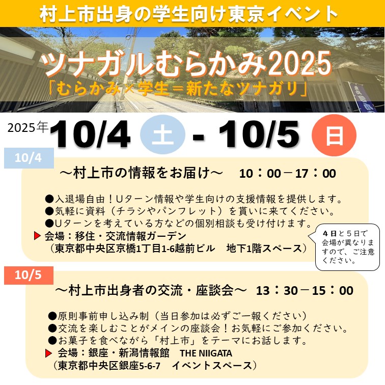 （イメージ）(R7.10.4新潟県村上市) ツナガルむらかみ2025～移住・交流フェア～