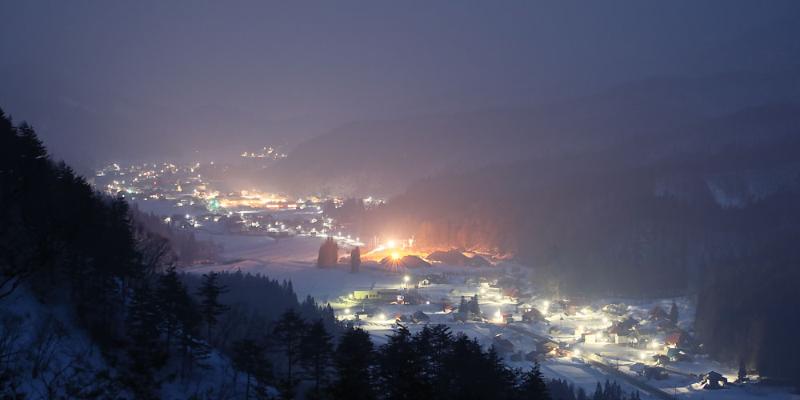 昭和村夜の風景